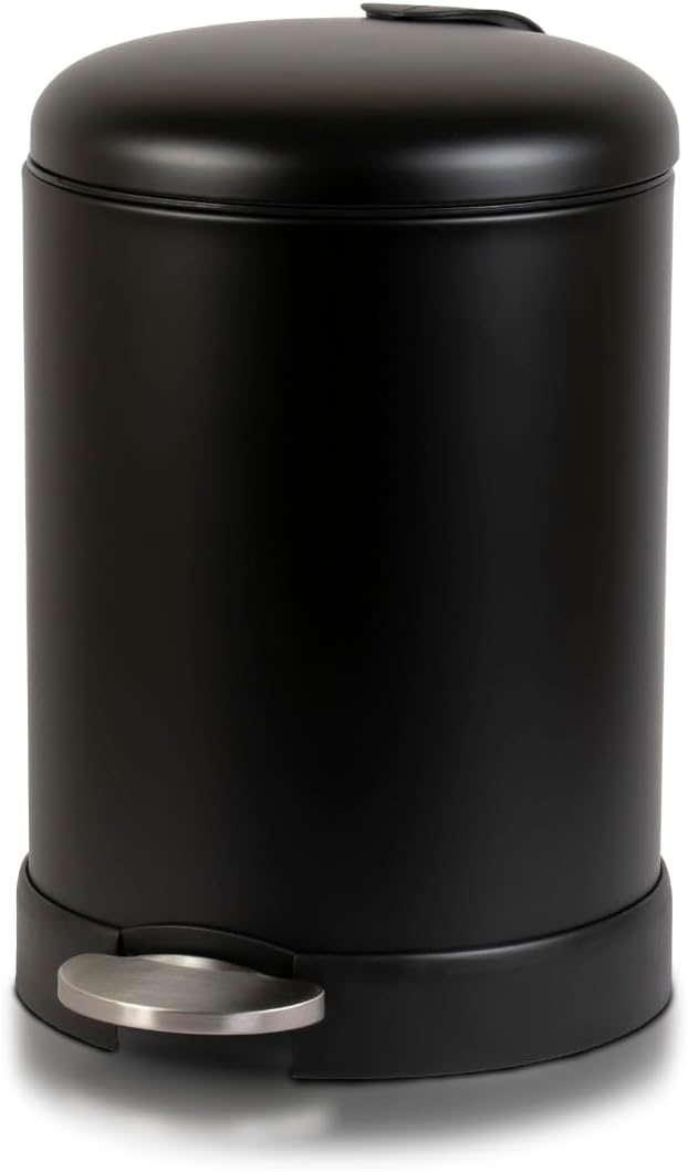 Glad Small Trash Can, 1.2 Gallon | Round Stainless Steel Garbage Bin with Soft Close Lid & Step