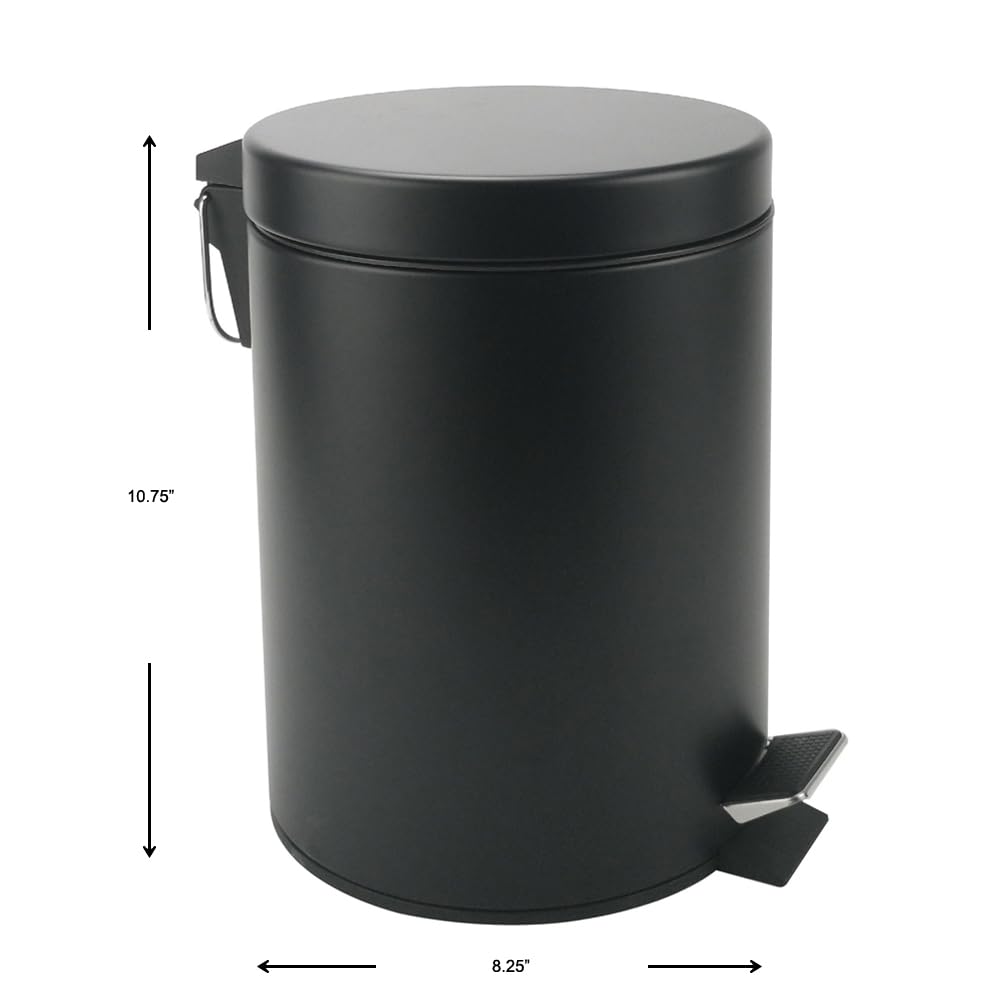 Stainless Steel Small Trash Can with Lid & Step Pedal - 5 Liters/1.3 Gallon Soft Close Waste Basket