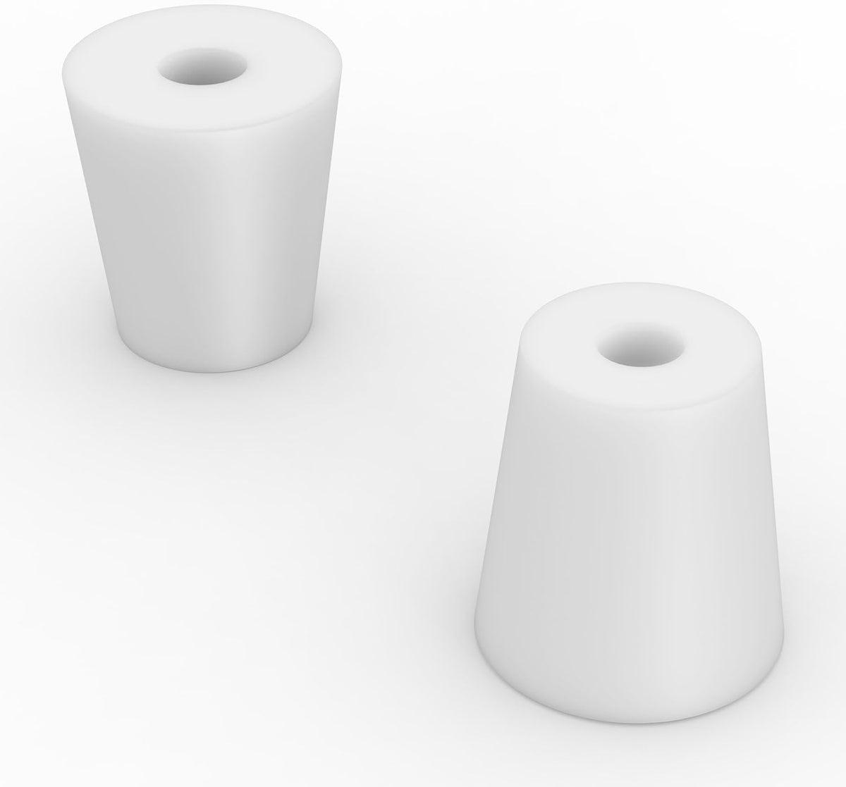 Labasics 5-Pack 4# Single-Hole Silicone Stoppers, White Tapered Lab Seal Stoppers with 0.31" Hole