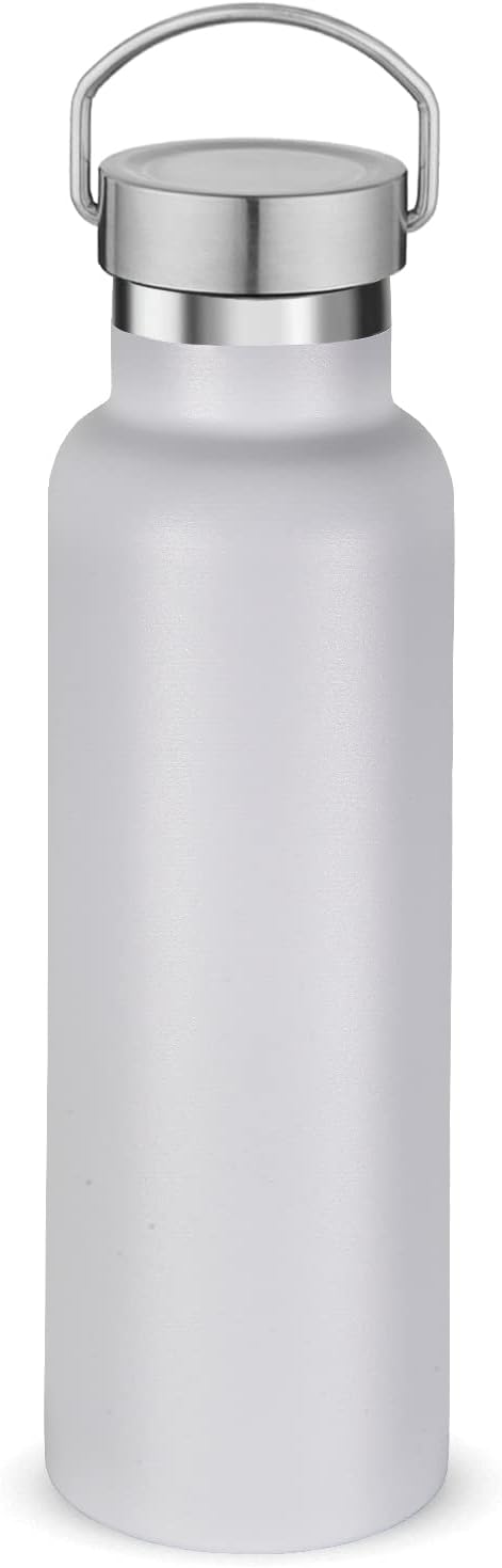 Neihepal White Stainless Steel Water Bottles,20 Ounce Vacuum Insulated Double Wall Travel Bottle