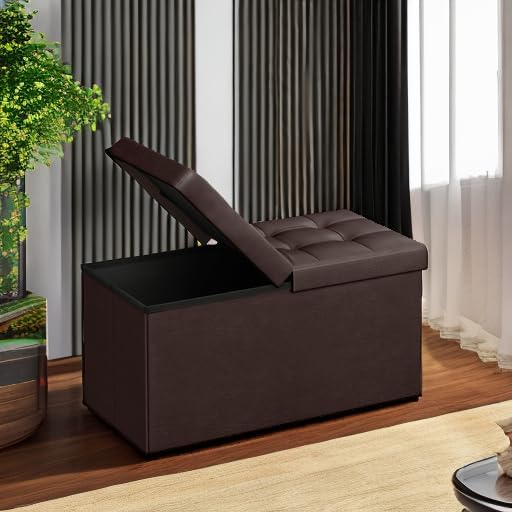 SONGMICS MAZIE Collection - 30 Inches Storage Ottoman Bench with Flipping Lid, Storage Chest