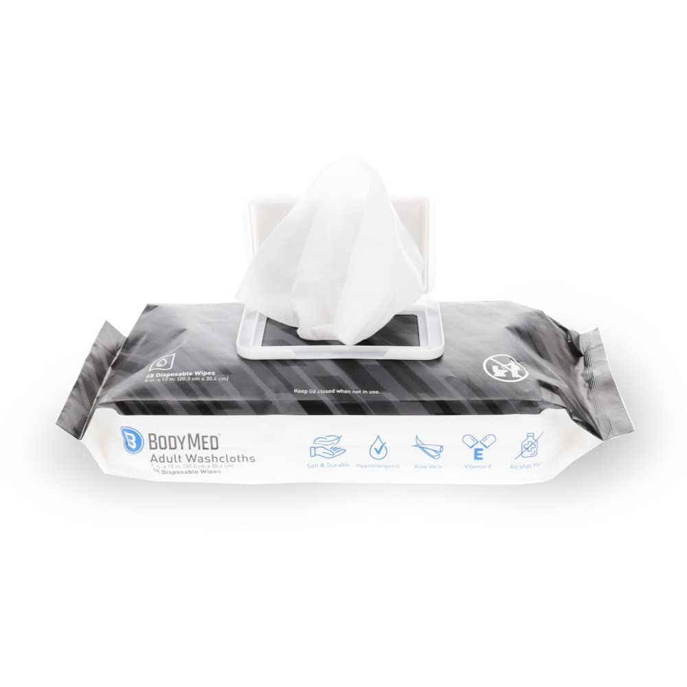 BodyMed Adult Disposable Incontinence Wipes, 48 Wipes/Pack (1-Pack) - Pre-Moistened &