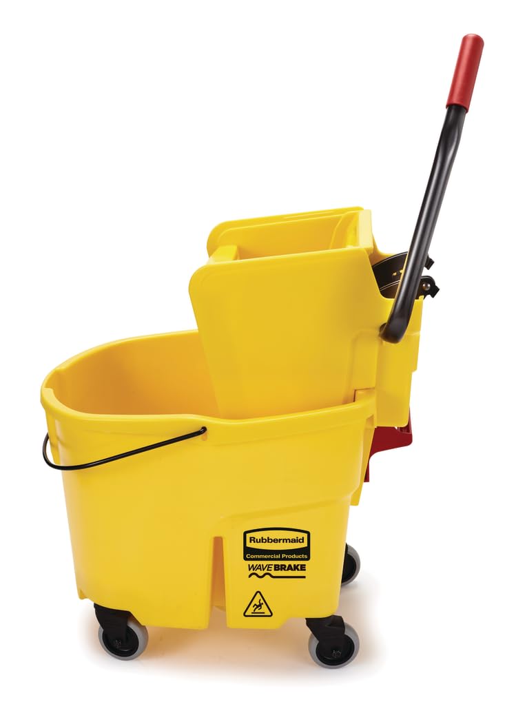 Rubbermaid Commercial Products WaveBrake 35 Qt. Side-Press Mop Bucket and Wringer Combo on Wheels