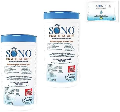 SONO Disinfecting Wipes - 160 Count (Pack of 2) + Sanitizer, Alcohol-Free, No Bleach
