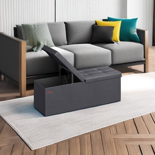 SONGMICS MAZIE Collection - 43 Inches Storage Ottoman Bench with Flipping Lid, Storage Chest with
