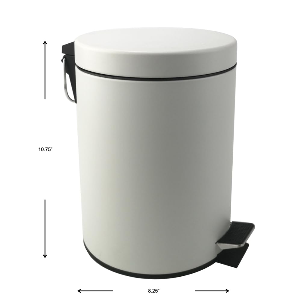 Stainless Steel Small Trash Can with Lid & Step Pedal - 5 Liters/1.3 Gallon Soft Close Waste Basket