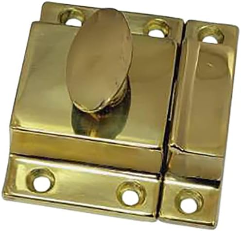 QCAA Traditional Large Oval Turn Cabinet Latch, Solid Brass, 2", for Cupboard & Other Furniture