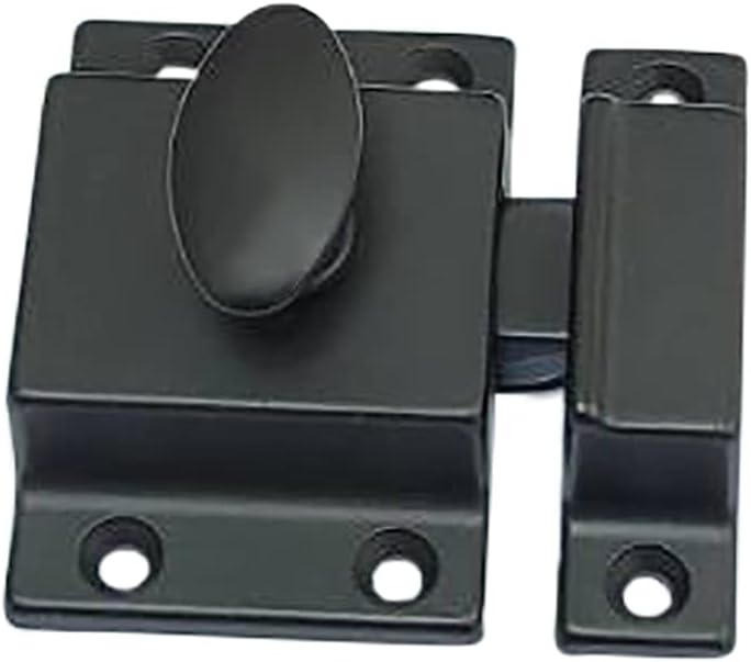 QCAA Traditional Large Oval Turn Cabinet Latch, Solid Brass, 2", for Cupboard & Other Furniture