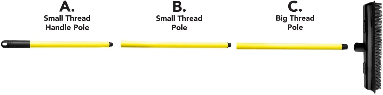 FURemover Sweep Pet Hair Rubber Broom with Carpet Rake and Squeegee, Ideal for Tile, Carpet and