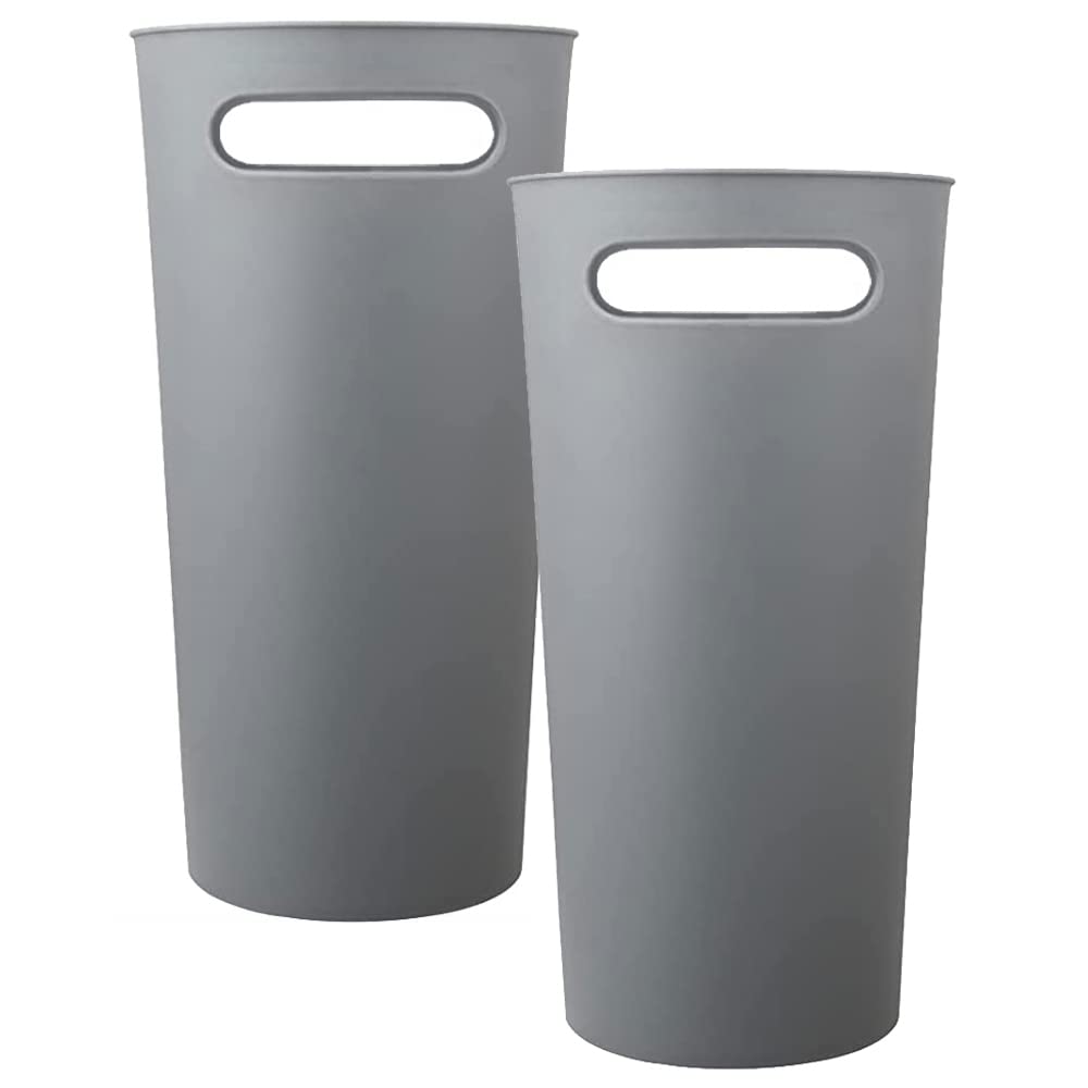 Small Trash Can Plastic Bathroom Wastebasket 3.2 Gallon Slim Garbage Container Bin with Handle for