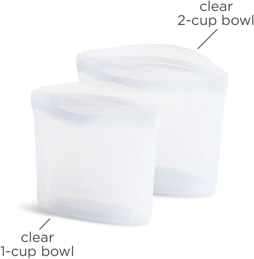 Stasher Premium Silicone Reusable Food Storage Bags, 2-Pack, Clear, Multi-Use Food Storage Bags