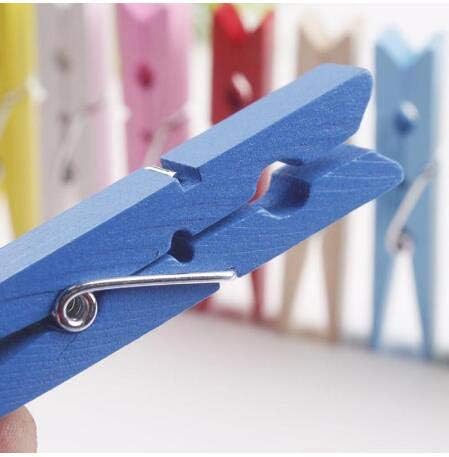 DurReus Wood Clothes Pins for Crafts Party Decor Small Clips Hold Card with Jute Twine Dark Blue