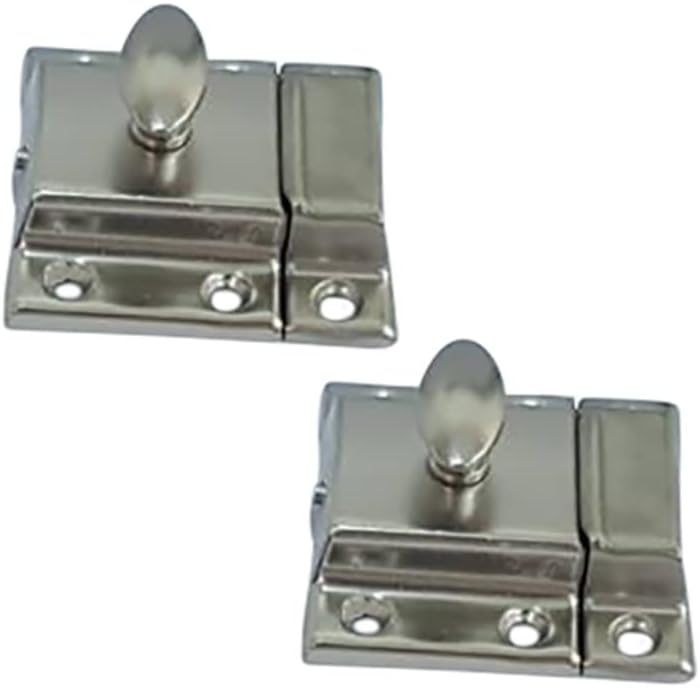 QCAA Oval Turn Cabinet Latch, for Cupboard & Other Furniture, Large, Chrome Plated, Made in Taiwan