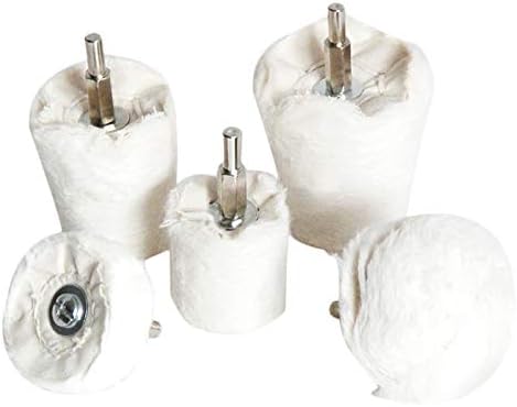 Polishing Pad Buffing Wheel Kit White Flannelette 5 Pack, Polisher Tools Fit for Metal Aluminum