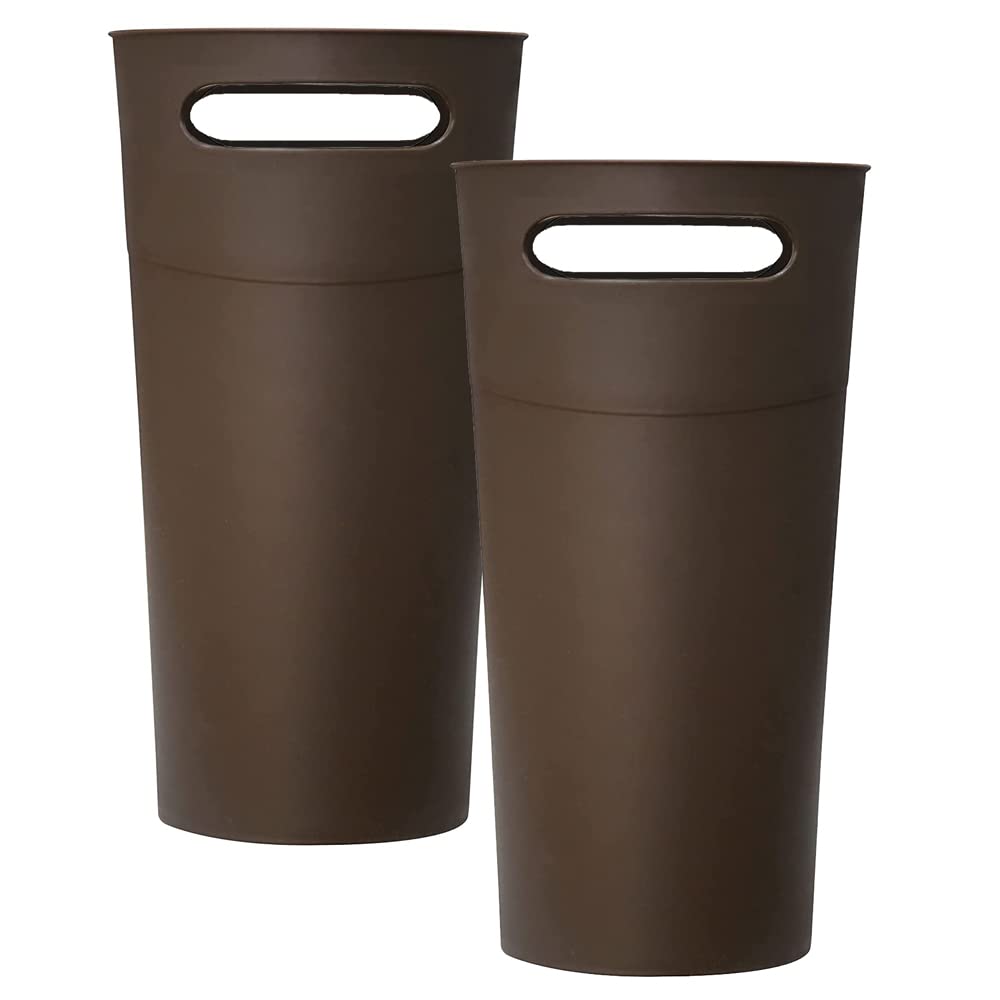 Small Trash Can Plastic Bathroom Wastebasket 3.2 Gallon Slim Garbage Container Bin with Handle for