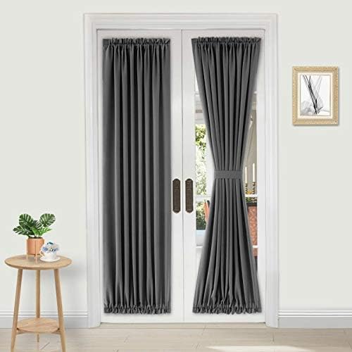 DWCN French Door Curtains – Rod Pocket Thermal Blackout Curtain for Doors with Glass Window
