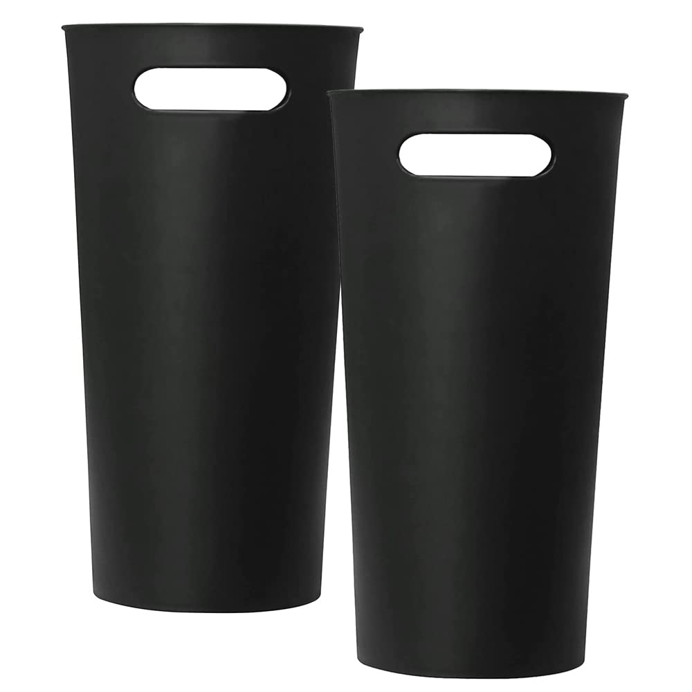 Small Trash Can Plastic Bathroom Wastebasket 3.2 Gallon Slim Garbage Container Bin with Handle for
