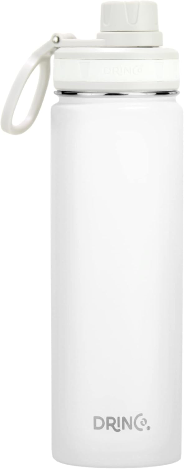 DRINCO Stainless Steel Water Bottle Spout Lid Vacuum Insulated Double Wall Water Bottle Wide Mouth