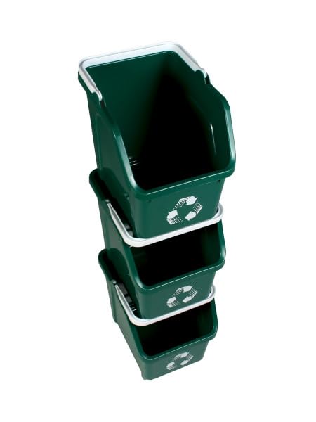 6 Gallon Stackable Recycling Bins for Homes, Garages, Offices Made of 100% Recycled Plastic