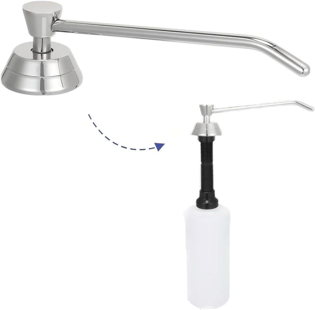 Heavy Duty Brass Countertop Liquid Soap Dispenser, Commercial Grade Top Fill Built-in Soap