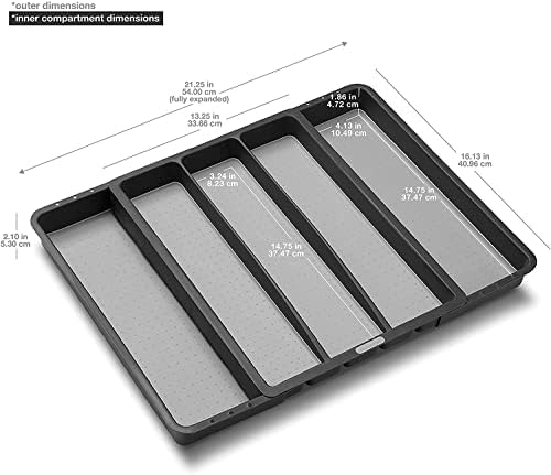 madesmart Expandable Utensil Tray - Granite| CLASSIC COLLECTION| 5-Compartments | Kitchen Organizer