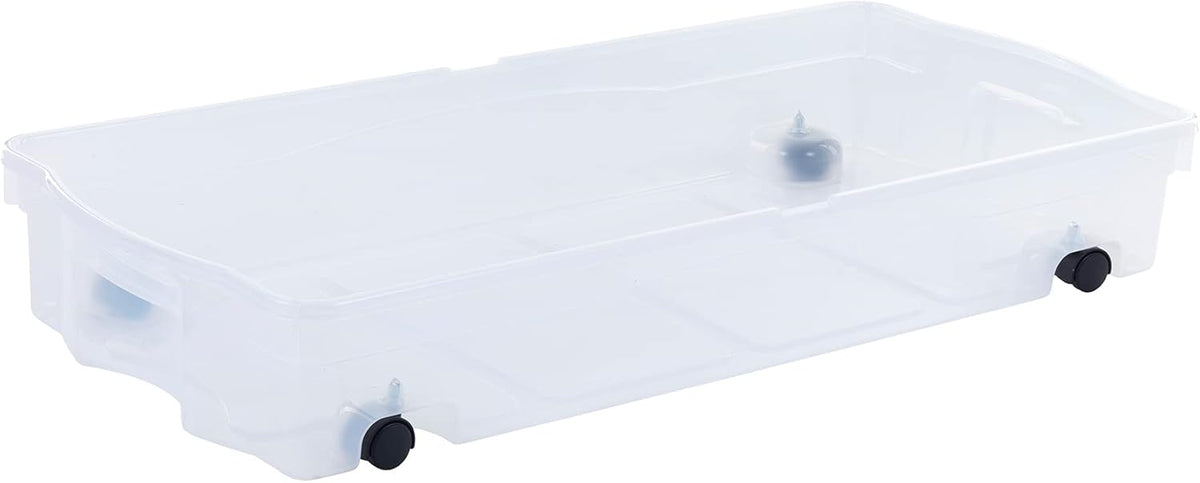 Rubbermaid 70 Quart Under the Bed Low Profile Storage Boxes with Dual Hinged Lids and Easy Rolling