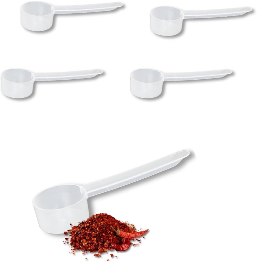 4 Pack – 1 Teaspoon Plastic Measuring Scoop – 5cc / 5ml / 1 tsp for Protein, Powders, Coffee, Milk