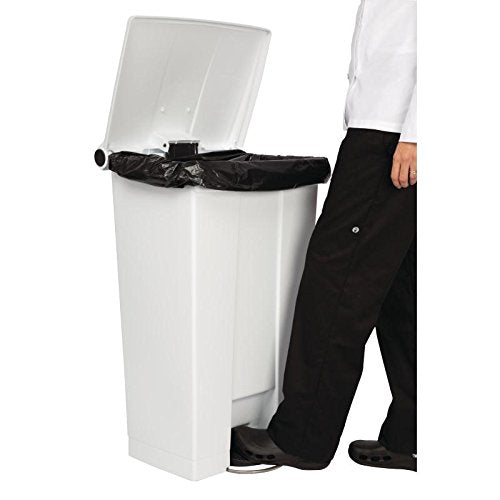 Rubbermaid Commercial Products Step-On Trash Can with Lid, 23-Gallon, White, Hands-Free Sanitary