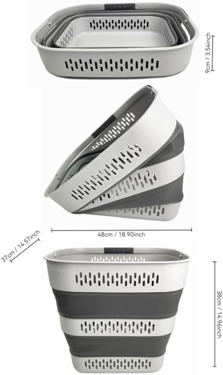 SAMMART 40L (10.5 Gallon) Collapsible Plastic Laundry Basket with Handles - Foldable Pop Up Storage