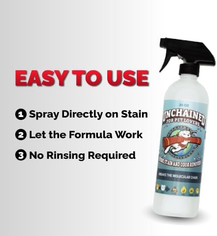 Unchained Pet Urine Stain & Odor Remover Spray – Oxygen-Based Enzyme Cleaner, Professional Strength