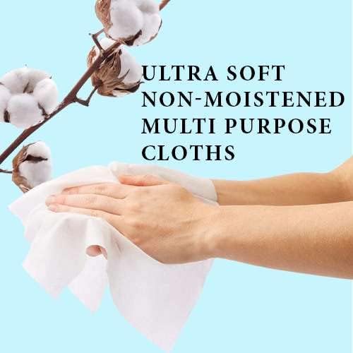 Disposable Dry Wipes, 200 Pack – Ultra Soft Non-Moistened Cleansing Cloths for Adults