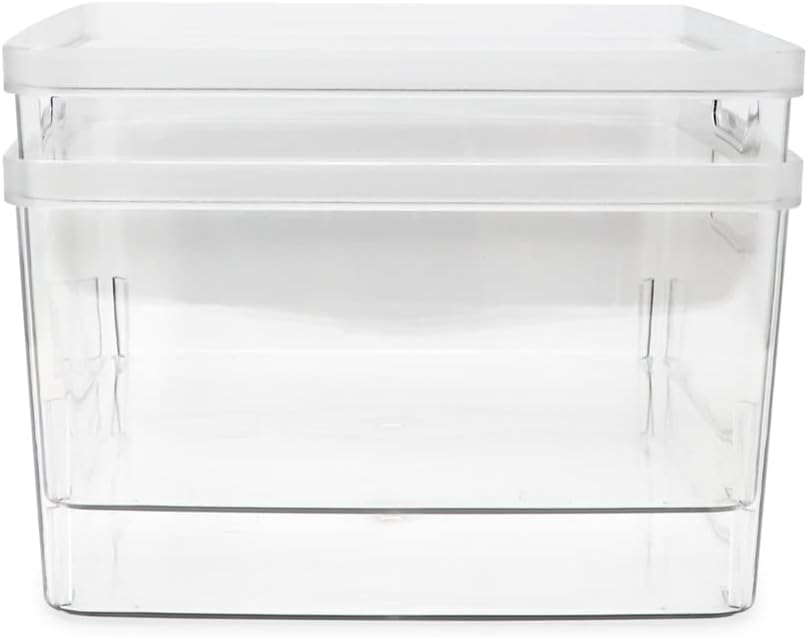 Isaac Jacobs 2-Pack Square Clear Storage Bins (10” L x 10” W x 6.1” H) w/Cutout Handles, Plastic