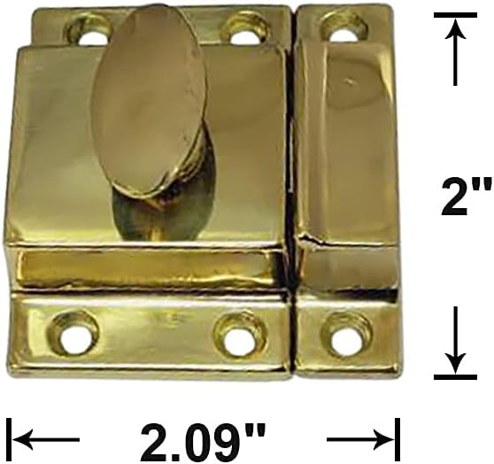 QCAA Traditional Large Oval Turn Cabinet Latch, Solid Brass, 2", for Cupboard & Other Furniture