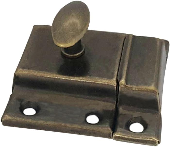 QCAA Oval Turn Cabinet Latch, for Cupboard & Other Furniture, Small, Antique Brass, Made in Taiwan