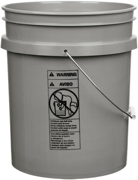 House Naturals 5 Gallon Premium HPDE Plastic Bucket - Made in USA Food Grade Storage Container, BPA
