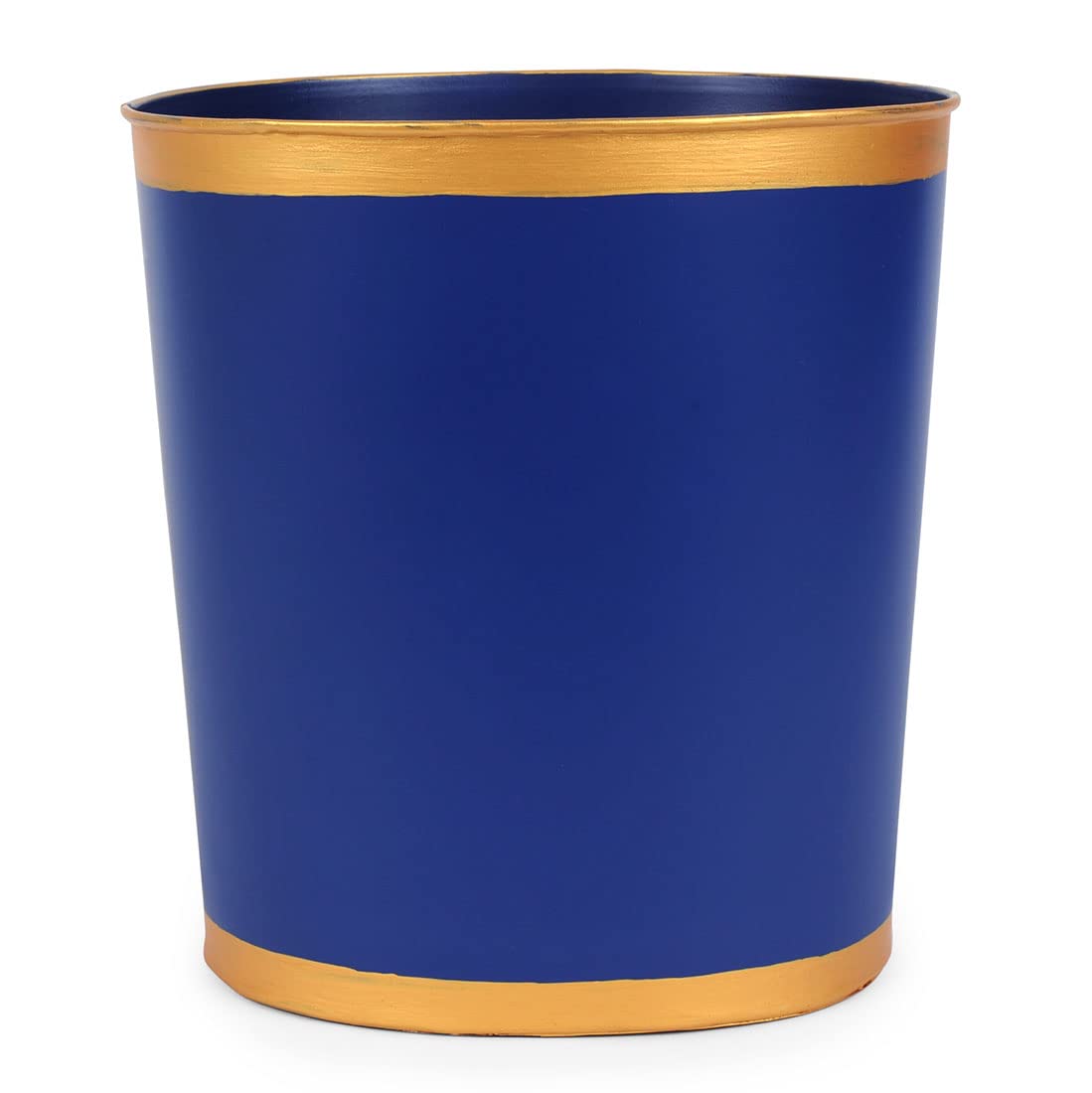 Jaye's Studio Mattie Line, Oval Wastebasket & Garbage Bin, Gold Trim & Finish, Hand-Painted