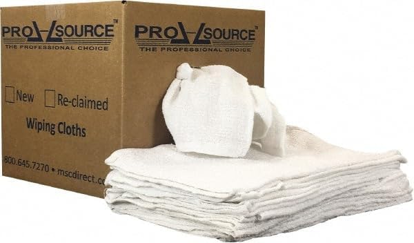 PRO SOURCE Low-Lint Virgin White 100% Cotton Terry Cloth Bar Mop Shop Towels, Absorbent & Washable:
