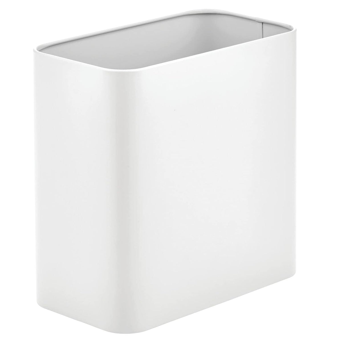 mDesign Metal Wastepaper Bin — Compact Rectangular Bathroom Bin — Rubbish Basket for Home and