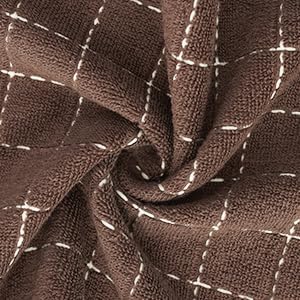 Homaxy 100% Cotton Terry Kitchen Towels(Brown, 13 x 28 inches), Checkered Designed, Soft and Super