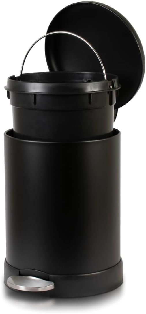 Glad Small Trash Can, 1.2 Gallon | Round Stainless Steel Garbage Bin with Soft Close Lid & Step