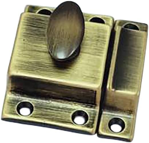 QCAA Traditional Large Oval Turn Cabinet Latch, Solid Brass, 2", for Cupboard & Other Furniture