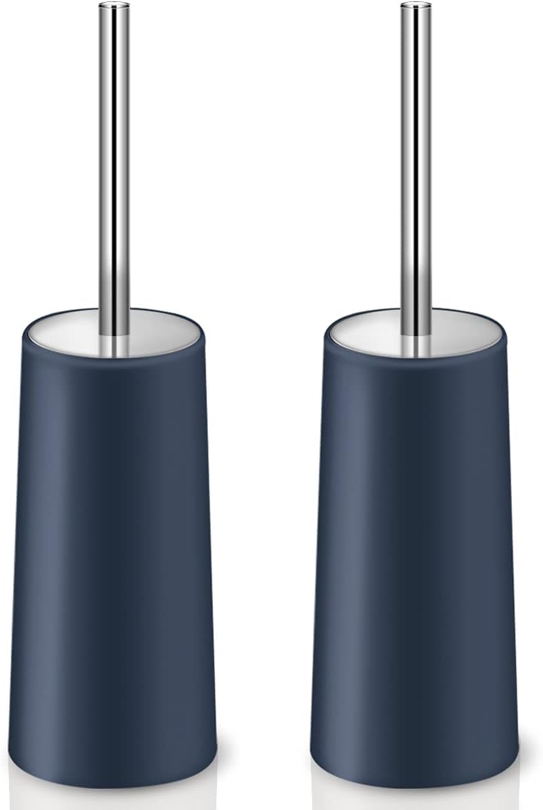Toilet Brush and Holder, 2 Pack Toilet Brush with 304 Stainless Steel Long Handle, Toilet Bowl