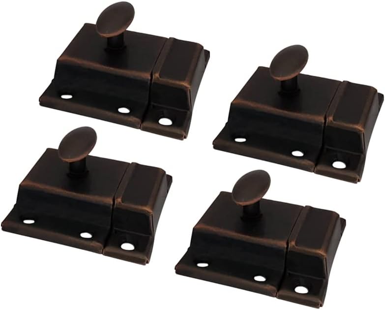 QCAA Oval Turn Cabinet Latch, for Cupboard & Other Furniture, Large, Antique Copper, Made in