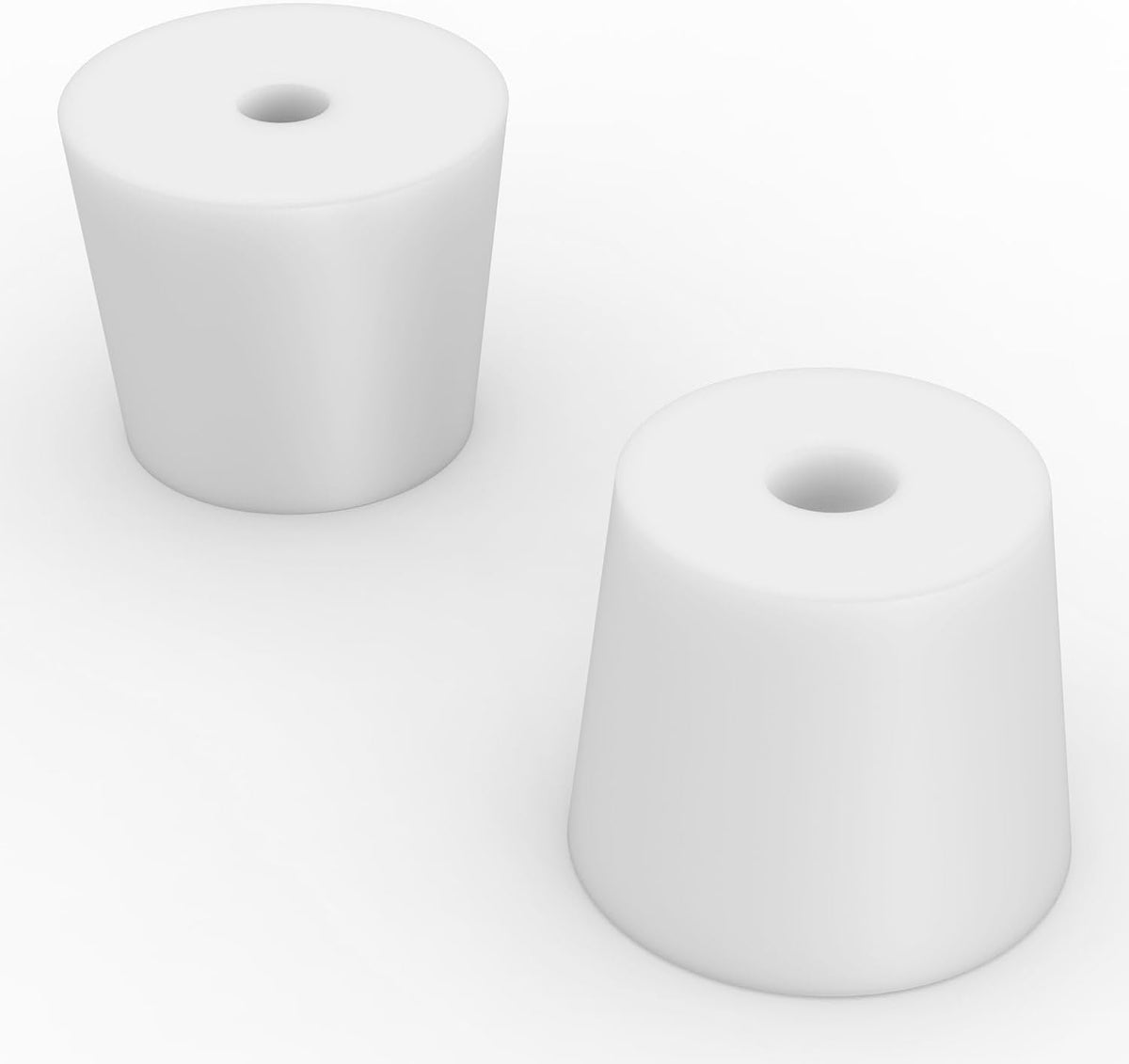 Labasics 5-Pack 7# Single-Hole Silicone Stoppers, White Tapered Lab Seal Stoppers with 0.31" Hole