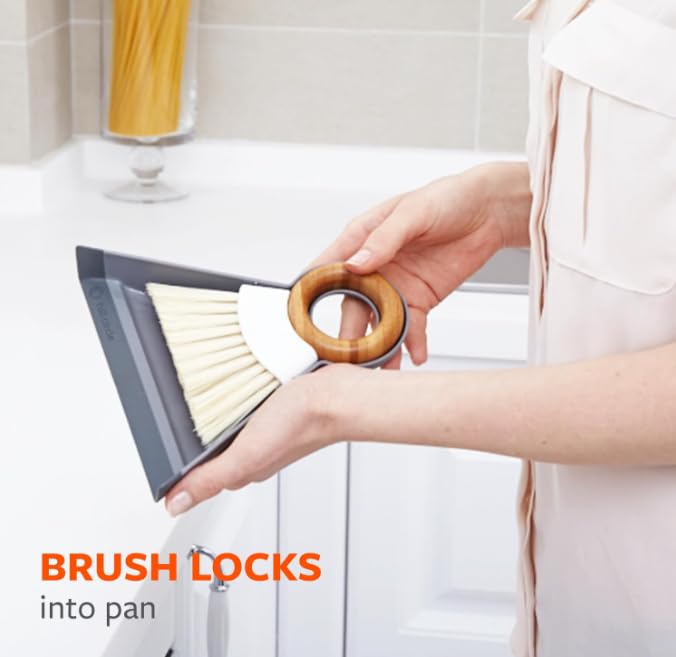 Full Circle Tiny Team Mini Compact Brush & Dustpan Set, Portable Handheld Broom for Quick Cleanups