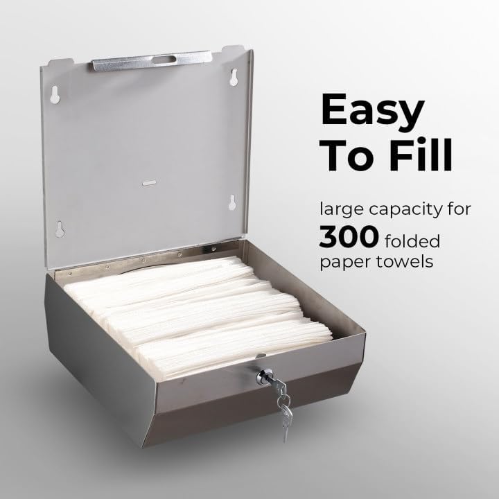 Paper Towel Dispenser Wall Mount - Multifold Trifold Paper Towel Dispensers, Large Capacity
