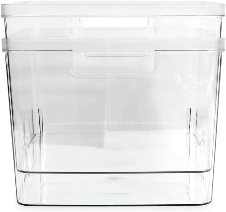 Isaac Jacobs 2-Pack Extra-Large Clear Storage Bins (11.5” L x 14” W x 9” H) w/Cutout Handles
