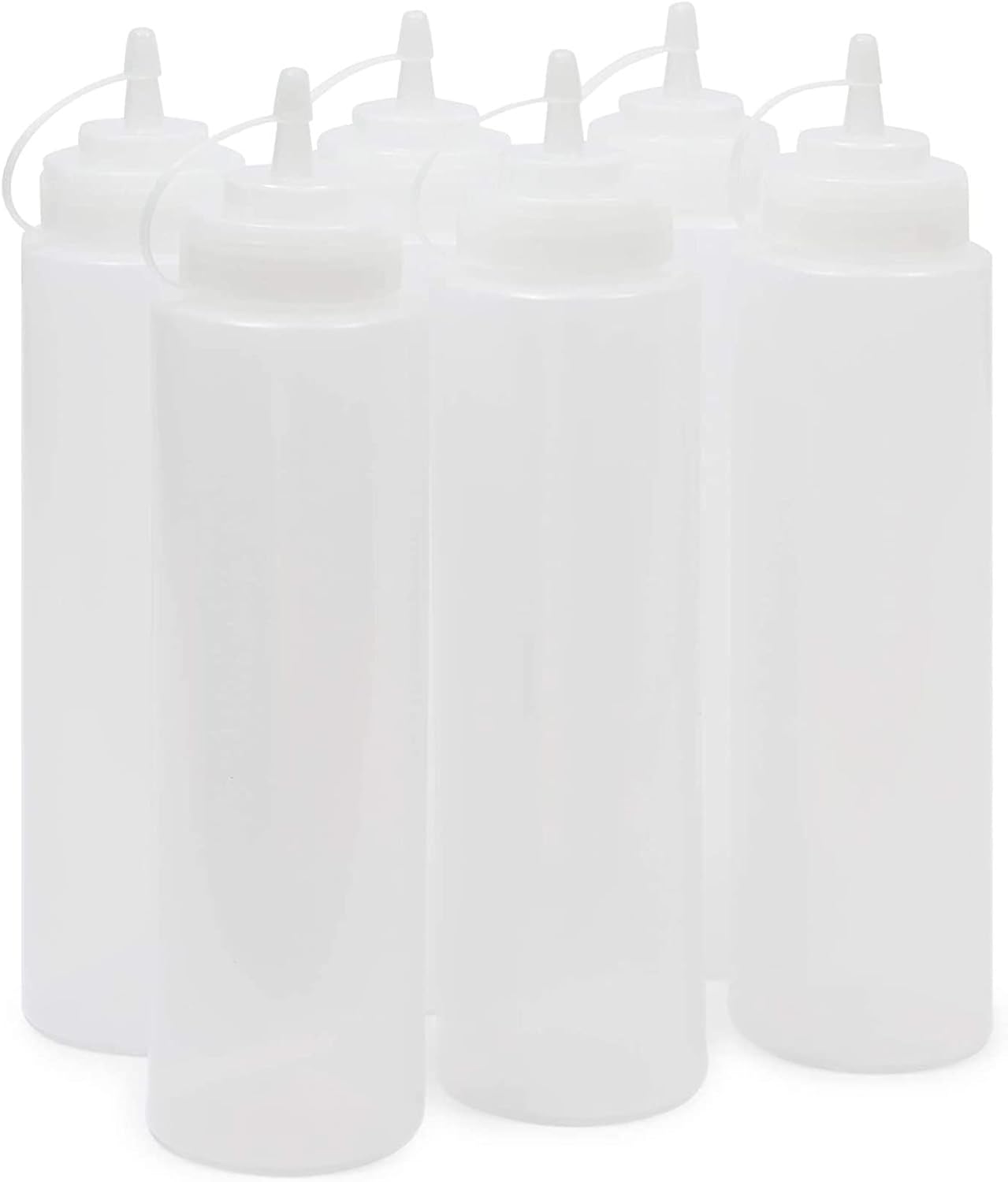 Juvale Condiment Squeeze Bottles for Sauces & Dressings - 29 Oz Clear Plastic 6-Pack - Leak-Proof