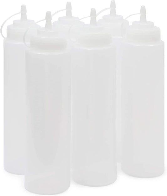 Juvale Condiment Squeeze Bottles for Sauces & Dressings - 29 Oz Clear Plastic 6-Pack - Leak-Proof
