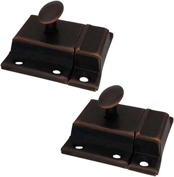 QCAA Oval Turn Cabinet Latch, for Cupboard & Other Furniture, Large, Antique Copper, Made in